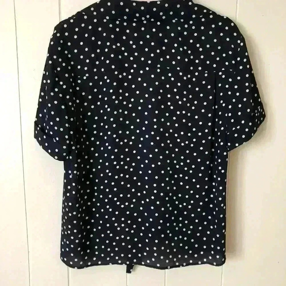 Tommy Hilfiger Button Down Polka Dot Printed Polyester Shirt Blouse Size M - Picture 5 of 7